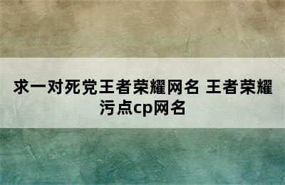 求一对死党王者荣耀网名 王者荣耀污点cp网名